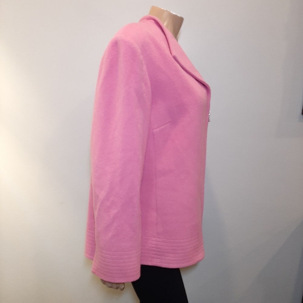 Louben Wool Cashmere Blazer Jacket Womens Size 16 Felted Barbie Bubblegum Pink - Picture 9 of 14